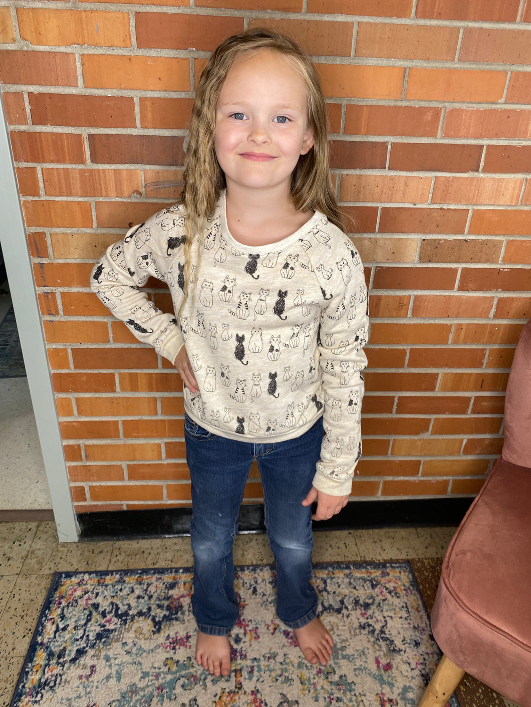 Kids Oatmeal Kitty Sweater