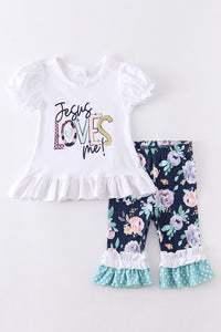Kids Jesus Loves Me Tee and Pants Set - Ella’s Arrow