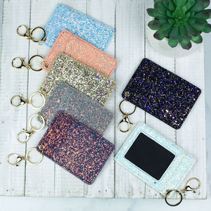 Glitter ID and Card Holder Keychain - Ella’s Arrow