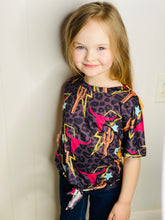 Load image into Gallery viewer, Kids Cow Skull Leopard Tee - Ella’s Arrow

