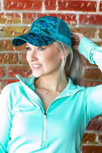 Load image into Gallery viewer, Teal Camo Cap With Criss Cross Detail - Ella’s Arrow

