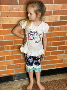 Kids Jesus Loves Me Tee and Pants Set - Ella’s Arrow
