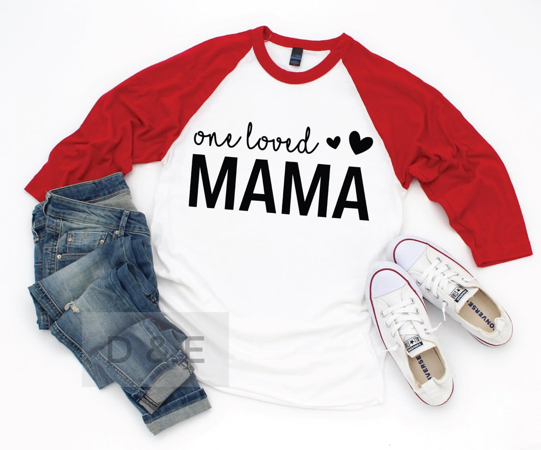 One Loved Mama White Raglan Tee - Ella’s Arrow