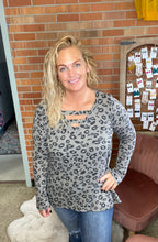 Load image into Gallery viewer, First Kiss Grey Leopard Top - Ella’s Arrow
