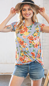 Still The One Slate Floral Top - Ella’s Arrow