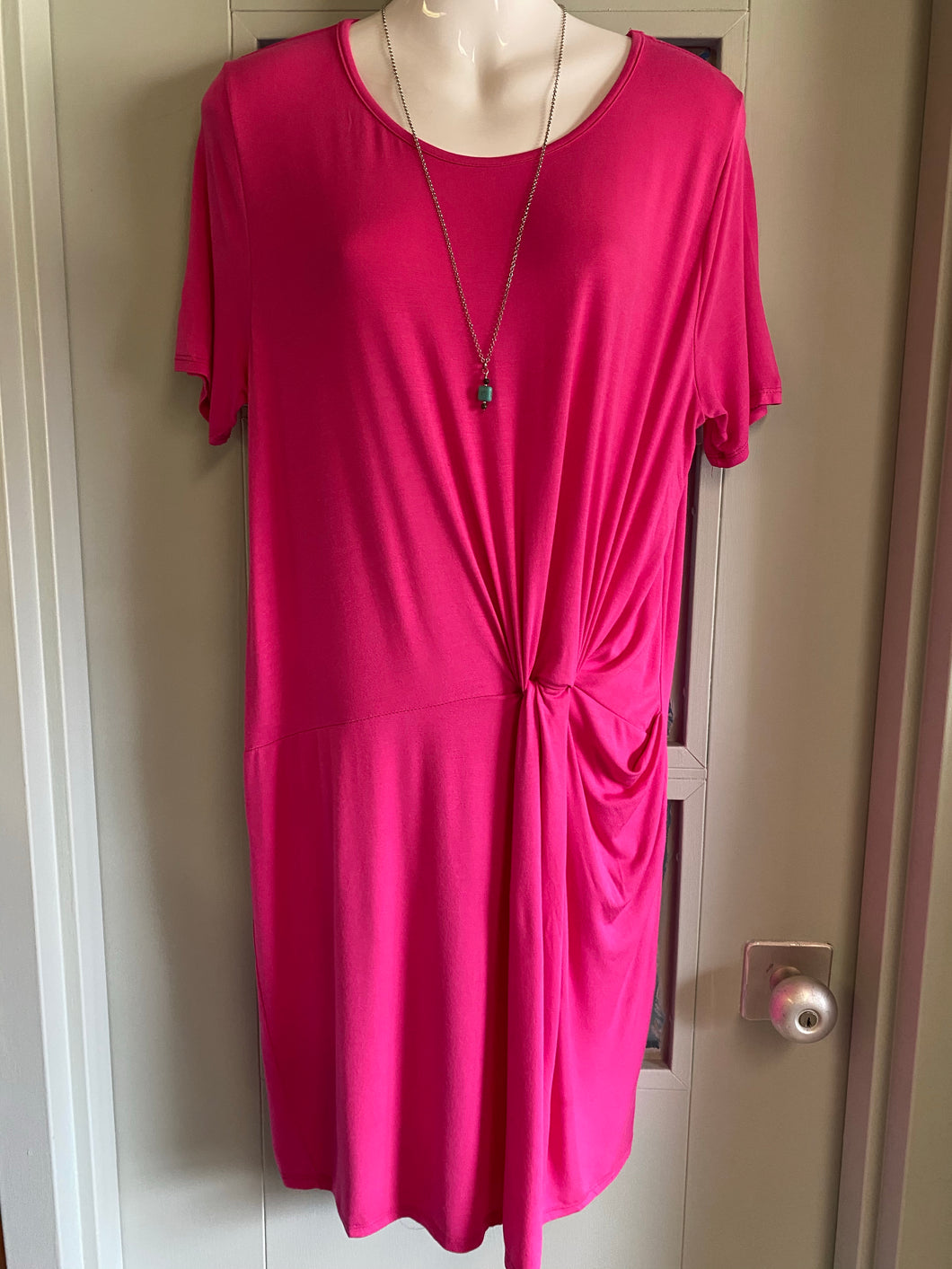 Single Lady Magenta Dress With Side Gather - Ella’s Arrow