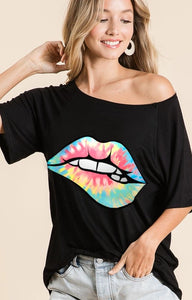 Lips Are Movin Black Tee - Ella’s Arrow