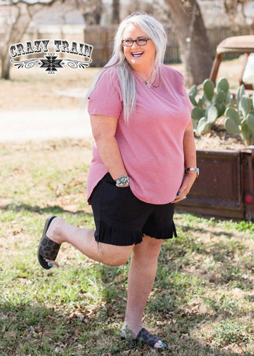 Fine Line Black Fringe Shorts - Ella’s Arrow