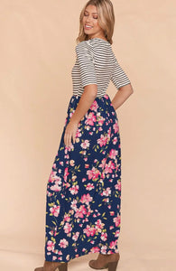 On My Mind Navy Floral Maxi Dress - Ella’s Arrow