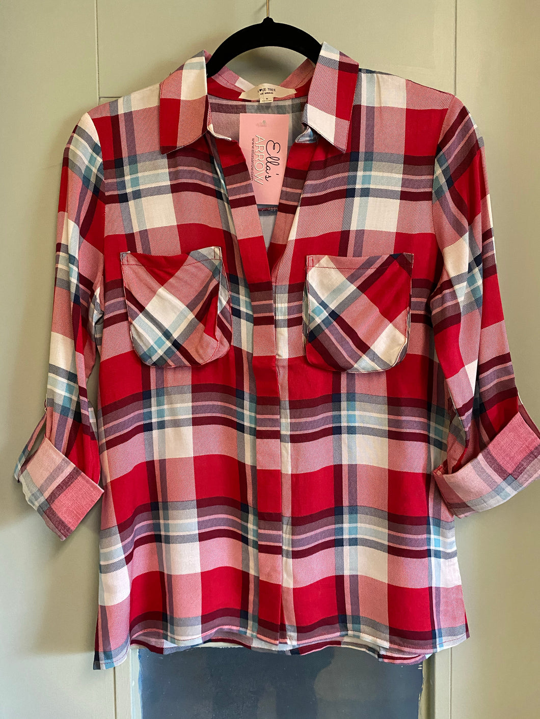 Good Times Red & Teal Flannel - Ella’s Arrow