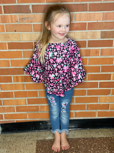Kids Pink Clover Top and Jeans Set - Ella’s Arrow