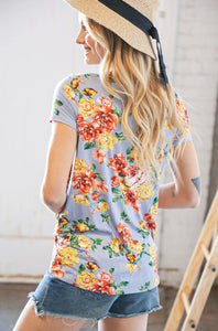 Still The One Slate Floral Top - Ella’s Arrow